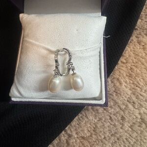 Elegant Silver Pearl Drop Earrings